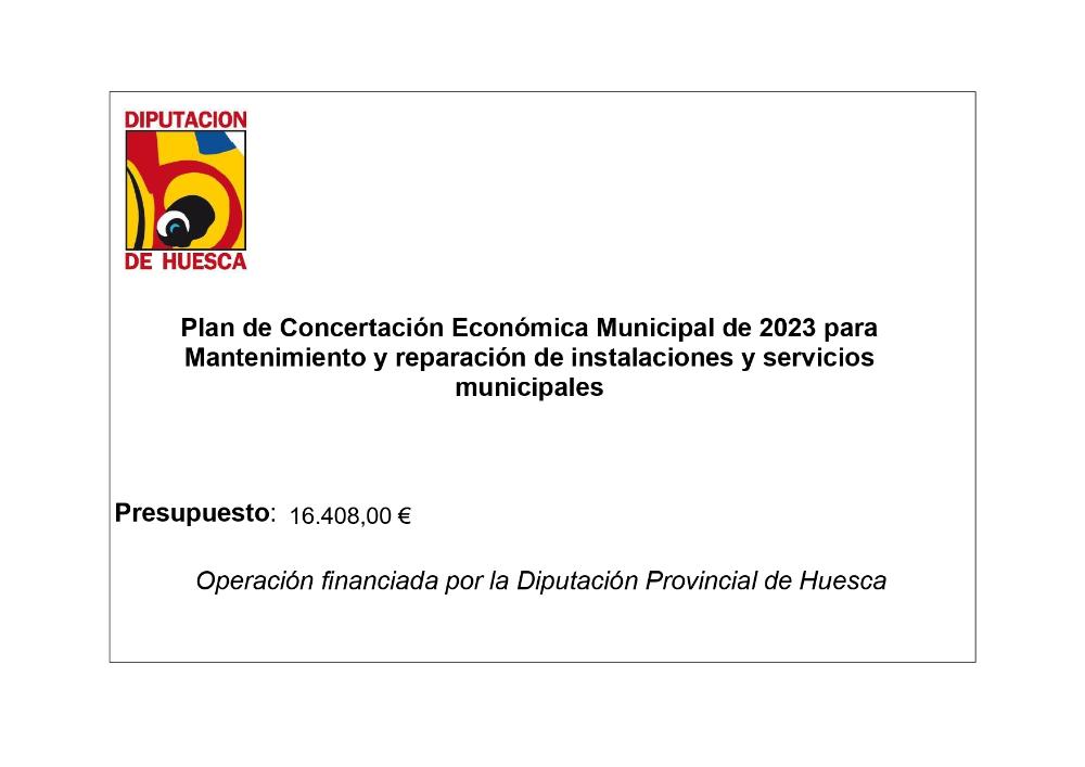 Imagen Plan de Concertación Económica Municipal de 2023 para Mantenimiento y reparación de instalaciones y servicios municipales